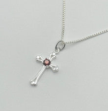 Collar Colgante Cruz Celta Rubí Plata Esterlina 925 20 Pulgadas NUEVO