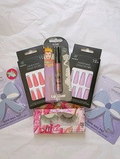 Artículos de belleza, brillo de labios Disney, uñas postizas, limas, pestañas postizas, paquete