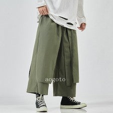 Pantalones informales holgados de pierna ancha sueltos estilo japonés para hombre