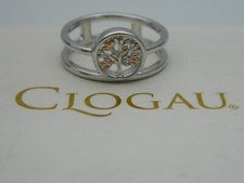 Anillo Árbol de la Vida Galés Clogau Plata de Ley y Oro Rosa de 9 quilates RP £129.00 talla Q