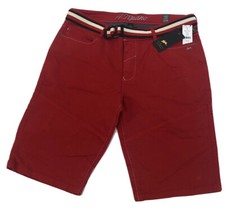 HOMBRE A.TIZIANO MODA SÓLIDA COLOR ROJO DALE PANTALONES CORTOS CON CINTURÓN NUEVOS con ETIQUETAS