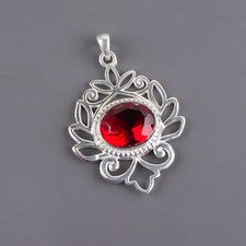 Colgante de plata de ley 925 con piedras preciosas de rubelita rosa hecho a mano joyería regalo para