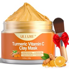 Mascarilla de arcilla de vitamina C de cúrcuma para manchas oscuras, piel opaca, hidratante,...