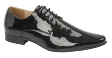 Goor M046 Para hombres Negro Patente Punta Con Cordones Moda Inteligente Boda Fiesta Zapatos