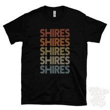 CAMISETA ESTILO RETRO REPETIDO SHIRES Hombre y Mujer Novedad Genial Nombre Regalo