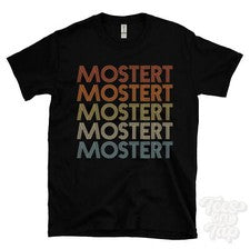 CAMISETA MUSTERT ESTILO RETRO REPETIDO Hombre y Mujer Novedad Genial Nombre Regalo