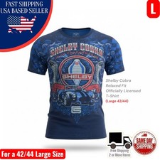 Camiseta Shelby Cobra Cabeza de Serpiente Estilo Vintage Logo Para Hombre Azul Marino GRANDE 42/44