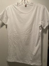 YI Moda Para Hombres Informal Mezcla de Poliéster Nueva Sin Etiquetas Camiseta Pequeña Blanca Cuello Redondo