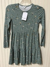 Vestido Babydoll Love Fire Trendy Manga Larga Salvia Floral Verde Talla Pequeña S Nuevo con Etiquetas