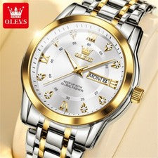 OLEVS Reloj de Cuarzo para Hombre Acero Inoxidable Hombre Reloj de Pulsera Impermeable Luminoso