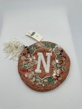 Bolso Anthropologie Anna Harlow Russo Monograma "N" Cartera Bordada con Cuentas Rosa