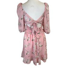 Nuevo con etiquetas Vestido Floral Manga Abullonada Atada Atrás Para Mujer S Rosa Cottagecore Hada Coqueta