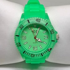 Brothers Reloj Analógico Cuarzo 43mm Bisel Giratorio Verde Silicona Banda Funcionando
