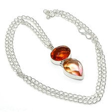 Collar de joyería de plata de ley 925 de turmalina bicolor, piedras preciosas de citrino 18"