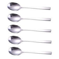 5 Piezas 304 Acero Inoxidable Cuchara de Servir con Liso Alargado para Mango 22,5 cm
