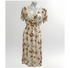NUEVO Vestido Midi Nicole Moda Para Mujer MEDIANO Marrón Beige Boho Hoja de Otoño