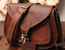 Bolso bandolera de cuero marrón vintage para mujer