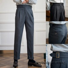 Pantalones de hombre cintura alta rectos Nápoles retro Gurkha pantalones traje de negocios pantalones