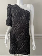 Vestido negro de un hombro para mujer con diseño floral talla grande