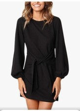 Mujer Moda Informal Vestido Envolvente Manga Abullonada Cóctel Corbata Falda Talla S Fiesta