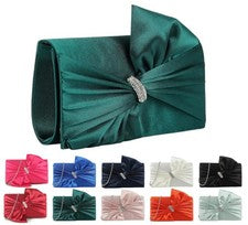 Bolso sin asas de satén para mujer estilo moño novia boda noche graduación fiesta bolso de mano Reino Unido