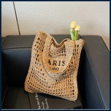 Moda Bolsos de Hombro de Paja para Mujer Verano Tejido Hueco Bolso de Hombro Grande para Mujer