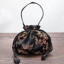 Bolso bordado chino satinado joyería bolso cordón moneda bolsa