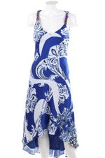 PENSIERI DI MODA dress Satin Jewelry Stones D 36 indigo blue NEW