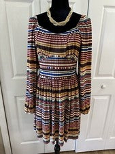 Vestido boho chic a rayas plisado con corsé CATO para mujer M