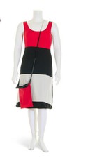 BORIS INDUSTRIES Stretch Kleid + Tasche breiter Patch schwarz-rot 48-50 (5)