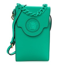 Bolso Bandolera VERSACE La Medusa Cadena Teléfono Turquesa Piel de becerro Bolso Mensajero