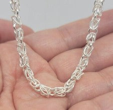 Pulsera Collar Cadena Turca Plata de Ley 925 Alta Calidad 4mm Tamaño 7"~30"