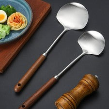 304 SS Espátula Ergonómica Nogal para Mango Anti Quemado Utensilio de Cocina