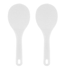 Juego de 2 utensilios de cocina de plástico Cionyce, cuchara antiadherente para servir blanca A