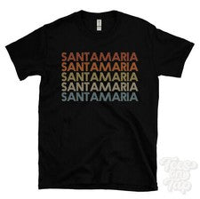 CAMISETA SANTAMARÍA ESTILO RETRO REPETIDO Hombre y Mujer Novedad Genial Nombre Regalo