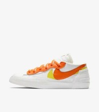 Hombres Talla 13 Nike Blazer Bajo x Sacai Naranja Blanco Retro Zapatos Nuevos en Caja