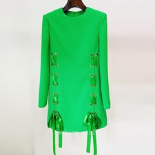 Lo último Para mujeres Elegante Moda Cinta Cuerda Informal Manga Larga Vestido Baile de graduación Fiesta