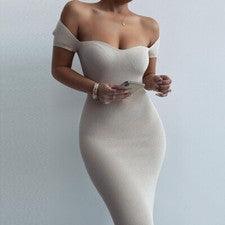 Para mujeres Moda Tendencias Simple Informal Sexy Elegante Largo Una Pieza Cuello Vestido