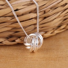 Collar colgante de plata de ley 925 con nudo de amor cadena regalo en caja