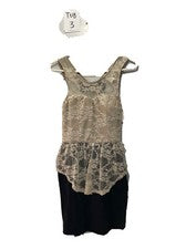 Vestido Fashion Magazine Bronceado Negro Encaje Peplum Mujer’s Talla M