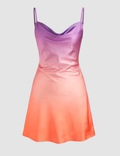 BP. Mujeres Satén Slip Cami Mini Vestido Capucha Cuello Ombré Correas Ajustables Mujeres S