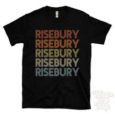 CAMISETA ESTILO RETRO REPETIDO RISEBURY Hombre y Mujer Novedad Genial Nombre Regalo