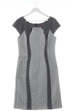 Vestido Comma línea A gris claro blanco estampado integral mujer talla 38