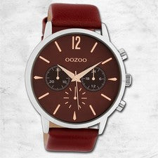Oozoo Unisex Reloj de Pulsera Relojes Analógico Cuero Rojo UOC10356