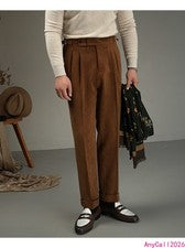 Pantalones de vestir ajustados de pana Nápoles para hombre otoño invierno moda pantalones informales