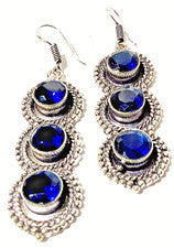 PENDIENTES T A N S A N I T B L A U PIEDRAS PRECIOSAS PLATA DE LEY 925 HECHOS A MANO.