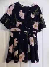 NUEVO Vestido Favlux Moda Para Mujer Línea A Talla M Azul Marino Floral