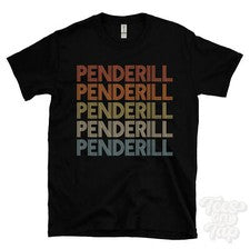 CAMISETA ESTILO RETRO REPETIDO PENDERILL para hombre y mujer novedad genial nombre regalo