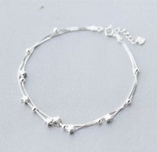Cadena de brazo de estrellas cadena doble - cadena de pie plata de ley 925 / 21,5 cm