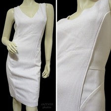 NUEVO CON ETIQUETAS Y2K 2000s XOXO Blanco Sin Mangas Cuello en V Bodycon Vestido Vaina Minimalista Elegante